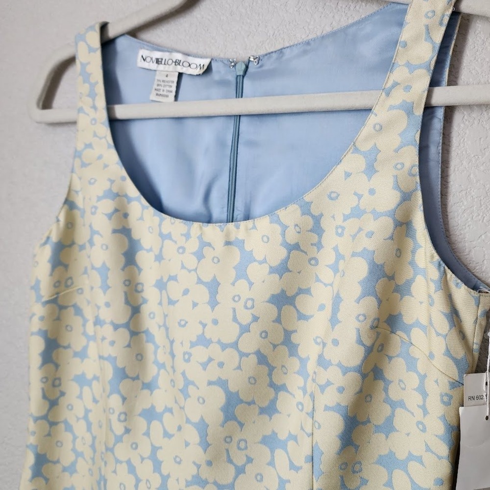NOVELLO BLOOM 90s Floral Mini Dress Pastel Blue Coquette Size 4 NEW - Picture 7 of 10
